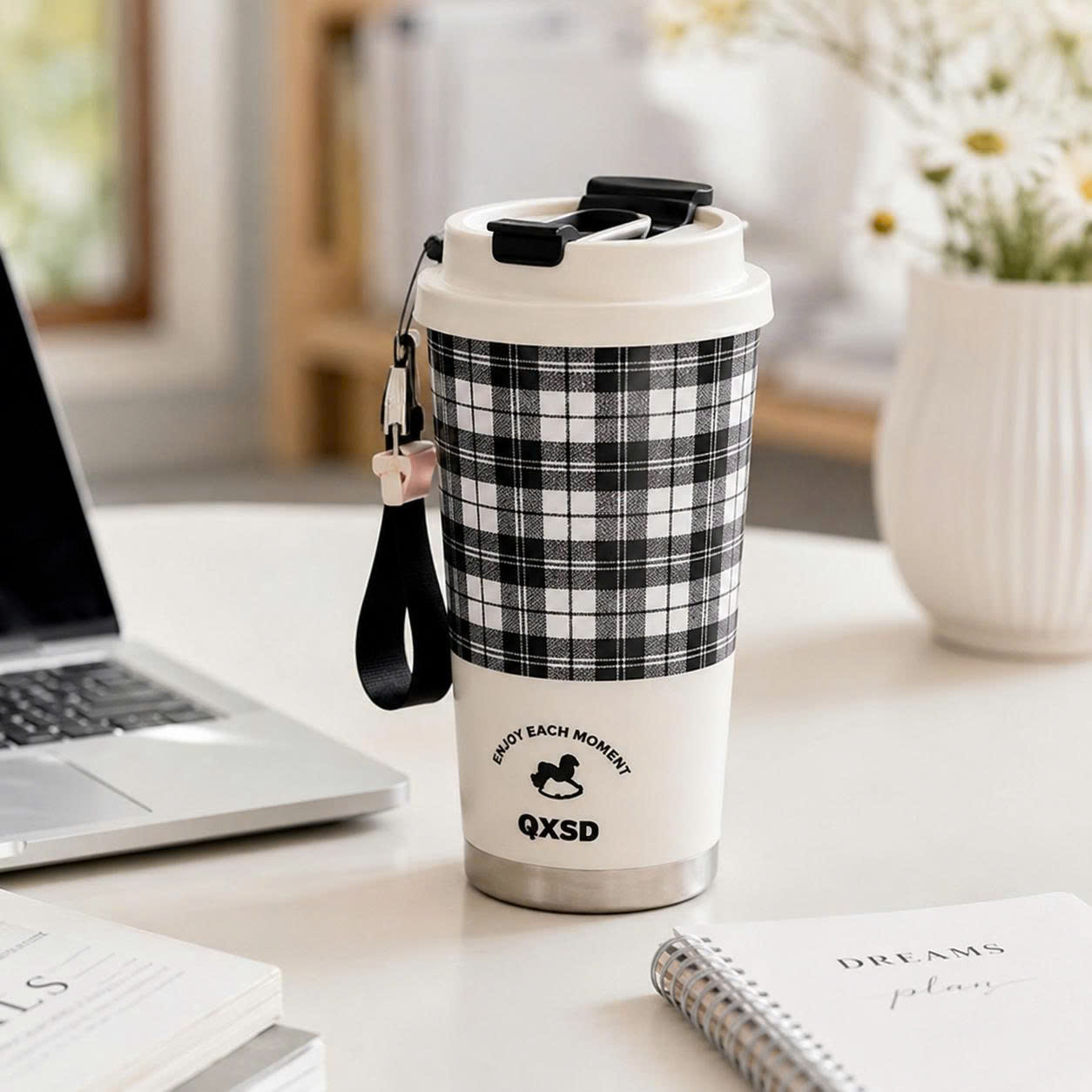 Bình Ly Giữ Nhiệt QXSD Họa Tiết Caro 500ml