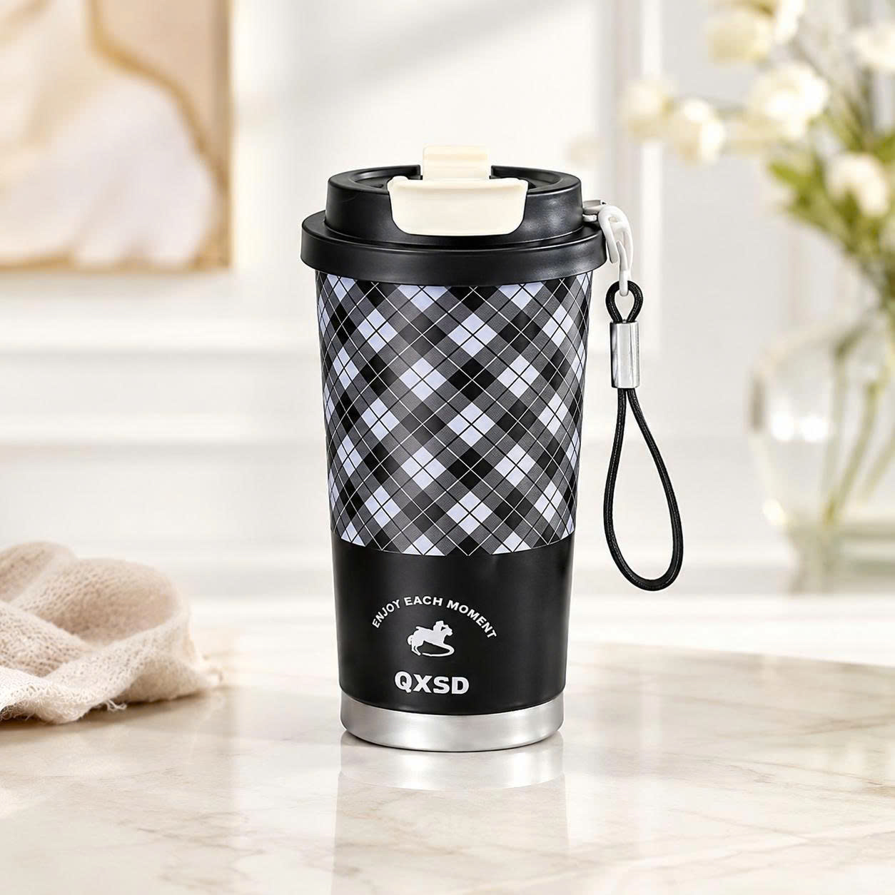 Bình Ly Giữ Nhiệt QXSD Họa Tiết Caro 500ml 4