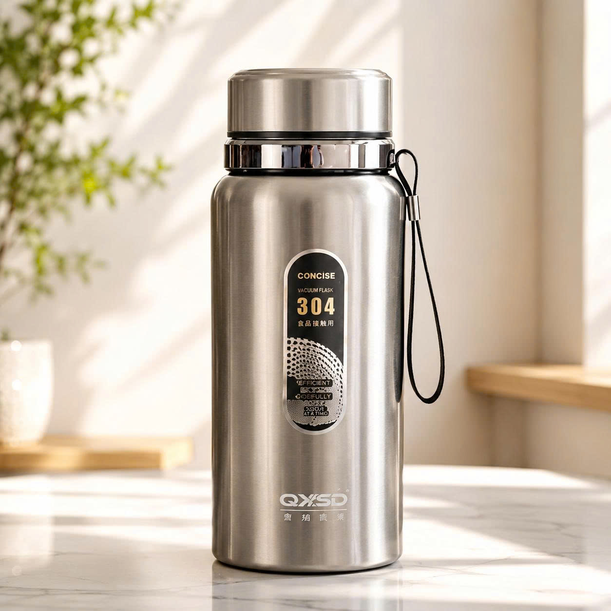 Bình Ly Giữ Nhiệt QXSD Inox 304 Nắp Vặn Có Dây Đeo – 600ml/800ml/1000ml 2