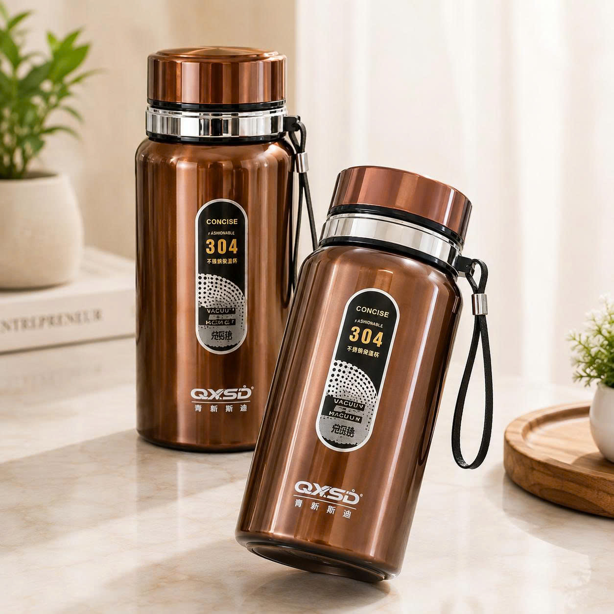 Bình Ly Giữ Nhiệt QXSD Inox 304 Nắp Vặn Có Dây Đeo – 600ml/800ml/1000ml 3
